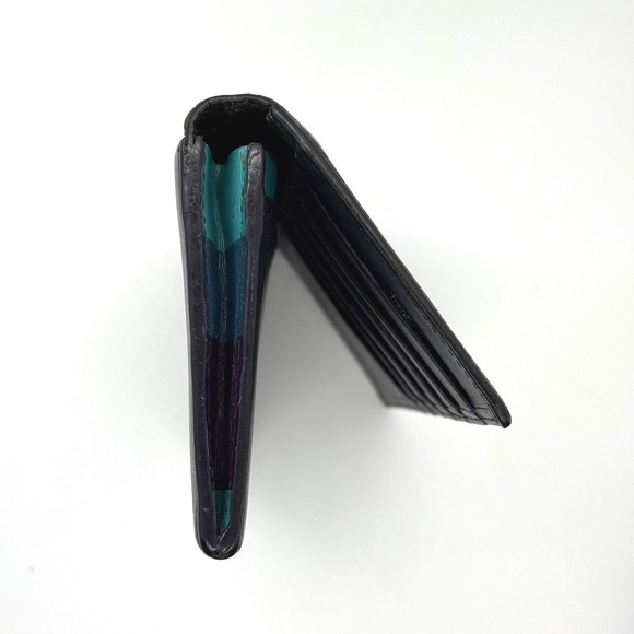 Paul Smith Black Leather‎ Continental Wallet Long Bifold Zip Pocket Striped Trim - Picture 6 of 9